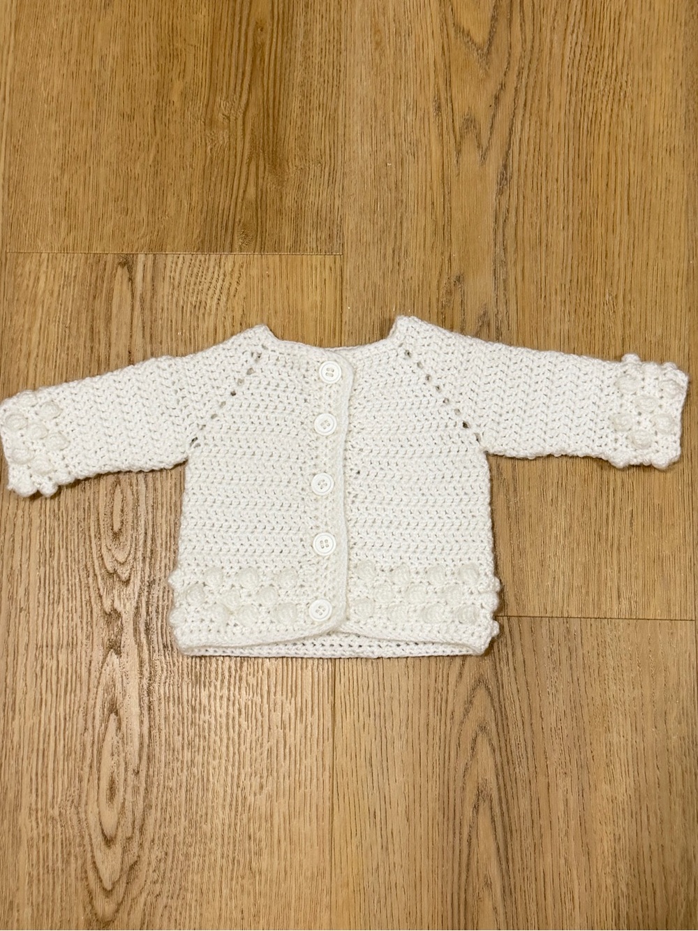 Handmade White Crochet Cardigan Size Newborn
